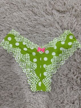 NWT 2011 Victoria’s Secret SLT Cheeky Green White Polka Dot Lace VTG Y2K Small